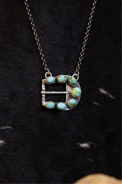 ALZ 7 Stone Turquoise Buckle Necklace