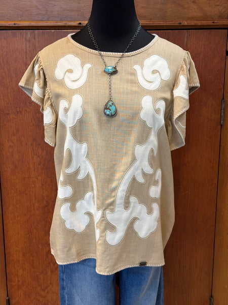 Ruffle Top with Contrast Patch