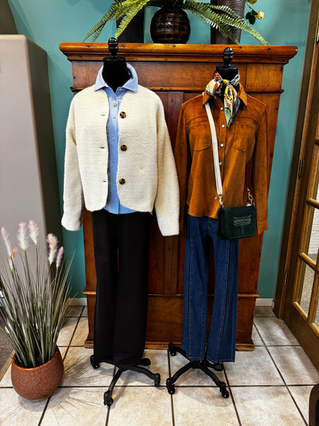 Collarless Knit Jacket