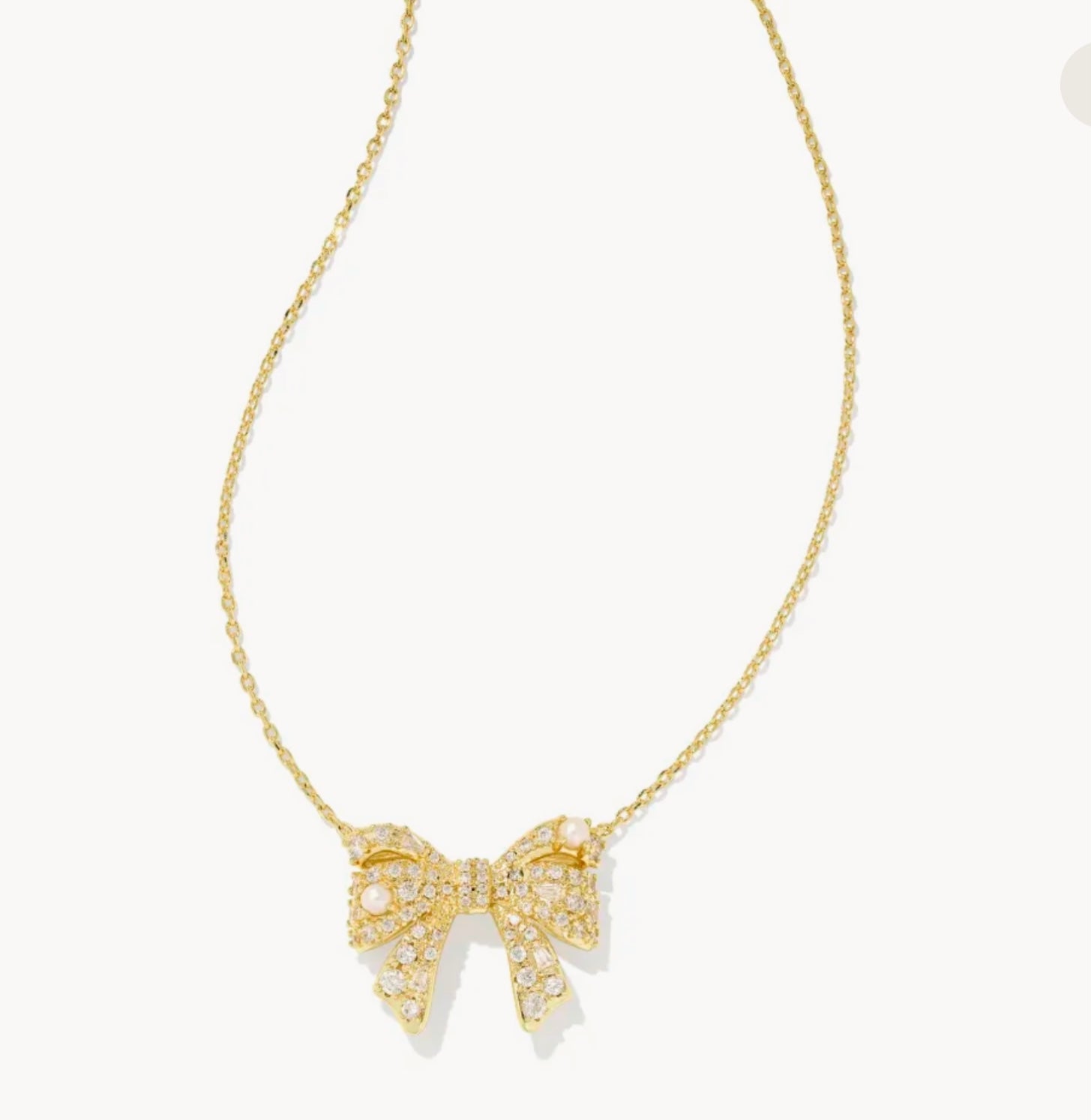 Kendra Scott Gold & Silver Krista Bow Pendant in White Crystal