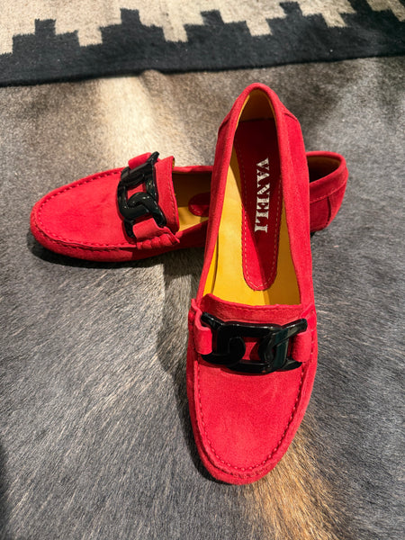 Vaneli Aiker Red Suede Driving Moc Shoe