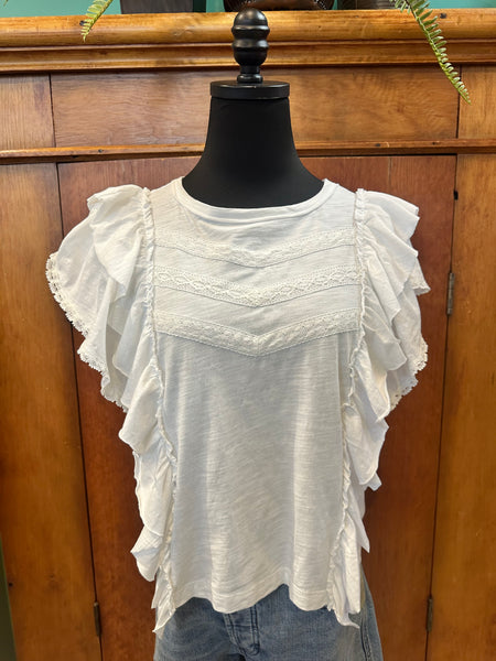 Ruffle Trim Tee Shirt