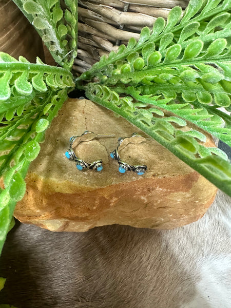 ALZ 5 Stone Small Hoop Earrings