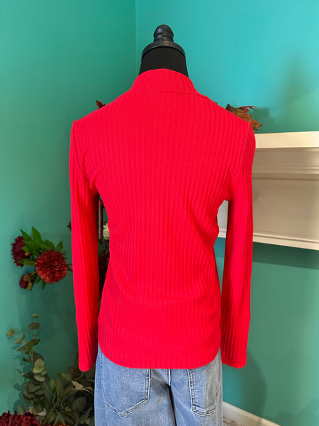 Liverpool Long Sleeve Mock Neck Knit Top W/ Button Detail