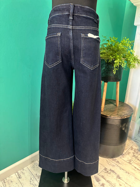 Risen High Rise Tummy Control Wide Leg Crop Jean