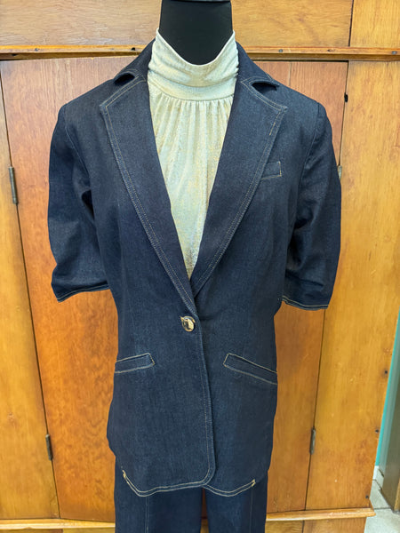 Joseph Ribkoff 1 Button Knit Denim Blazer