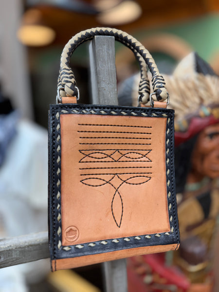 The Card Handbag in Cowboy Stitch Golden