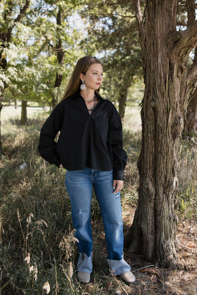 Entro Split Neck Long Sleeve Shirt