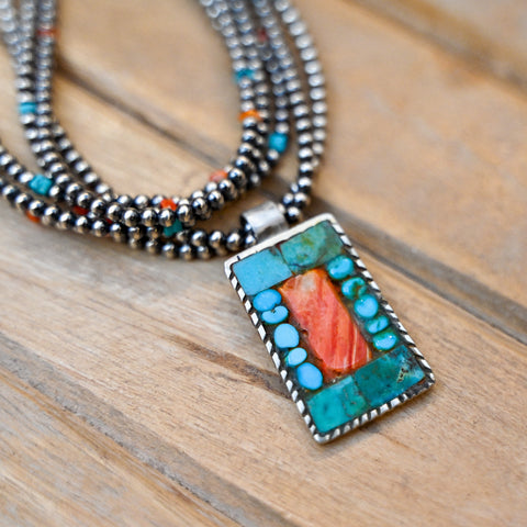 PBD Charlie Favour Turquoise/Spiny Oyster Necklace