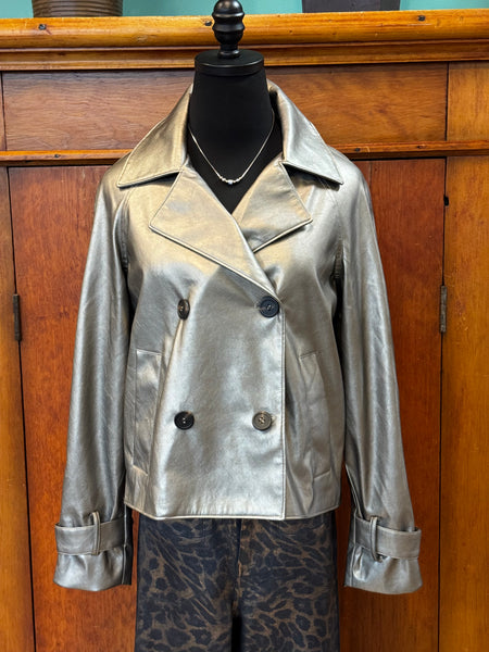 Double-Breasted Faux Leather Jacket