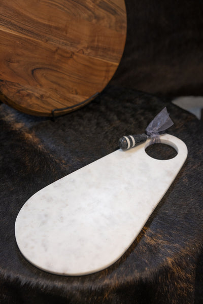 16" x 8" Marble Cheese Cutting Board w/ Canape Knife