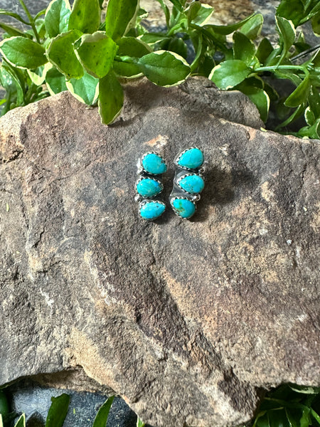 3 Stone Turquoise Earring
