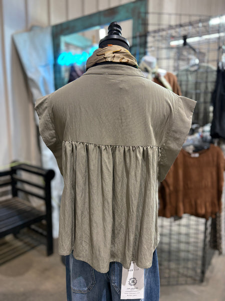 Drop Shoulder Button Top