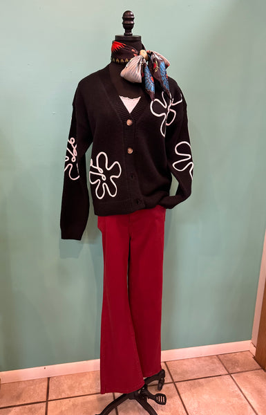 Hem & Thread Floral Button Down Cardigan