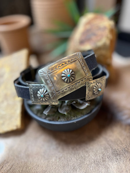 Barbosa Creations Embossed Flower Concho Belt