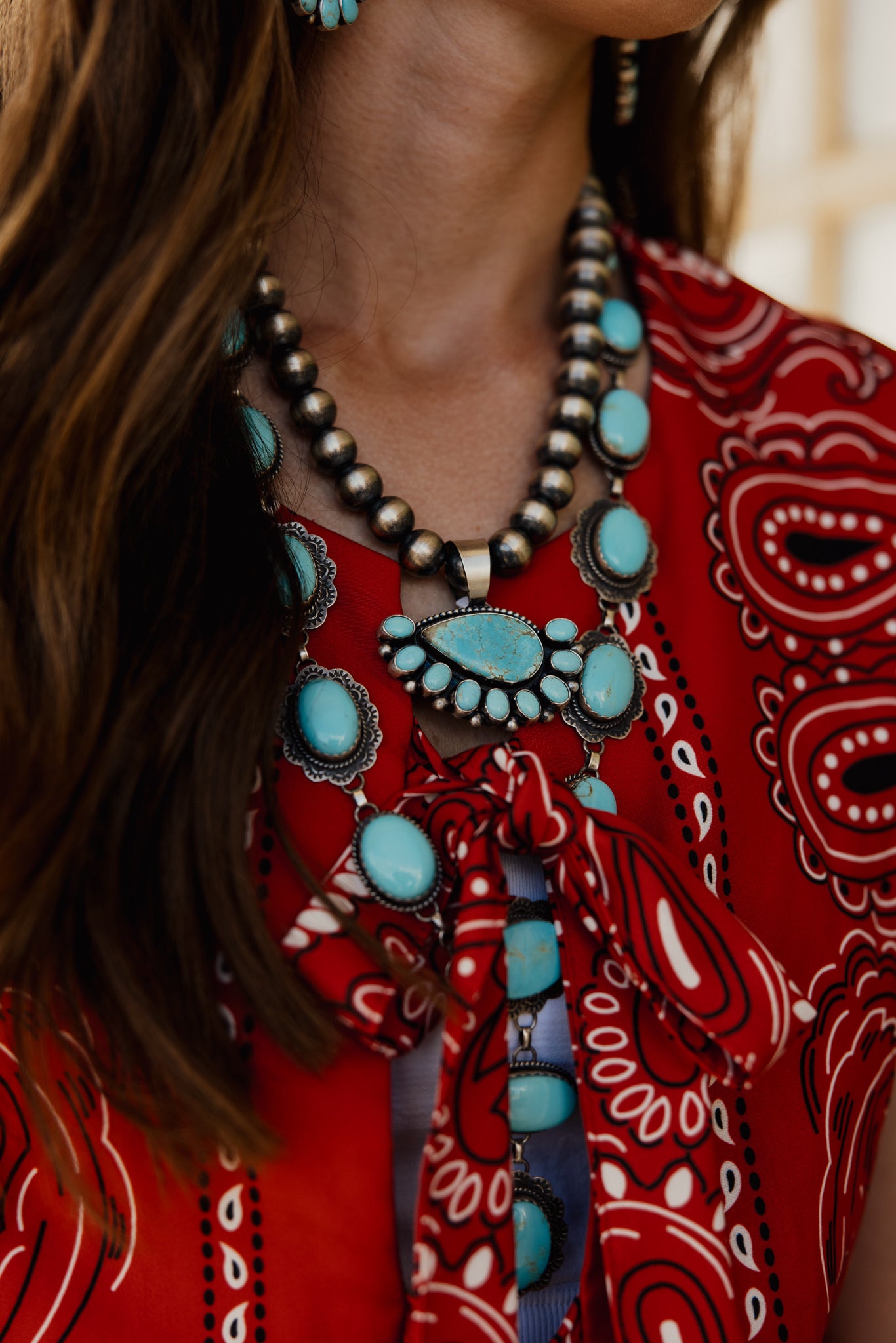 Side Teardrop Turquoise Cluster Pendant