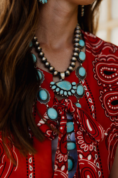 Side Teardrop Turquoise Cluster Pendant