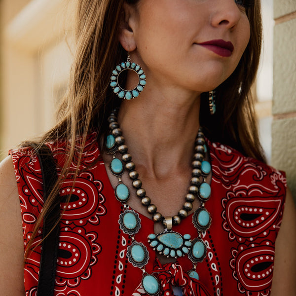 SSL The Circle Cluster Turquoise Wire Earrings