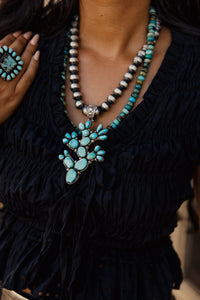 Turquoise Rondelle 10 MM Beaded Necklace