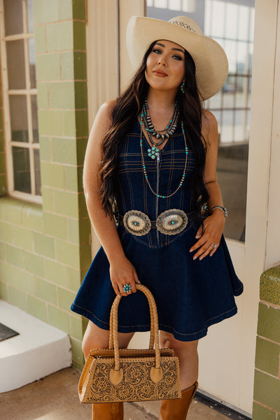 The Corset Mini Denim Dress