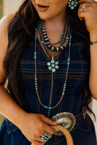 4-6-7-8 MM Turquoise/Navajo Pearl Necklace
