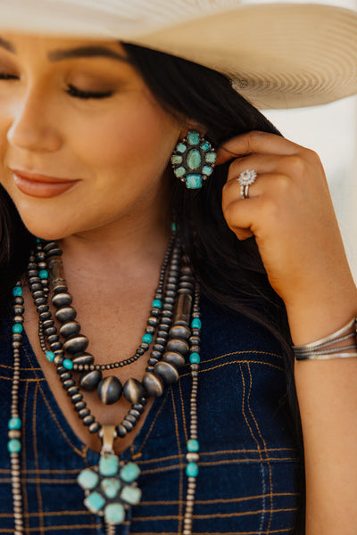 4-6-7-8 MM Turquoise/Navajo Pearl Necklace