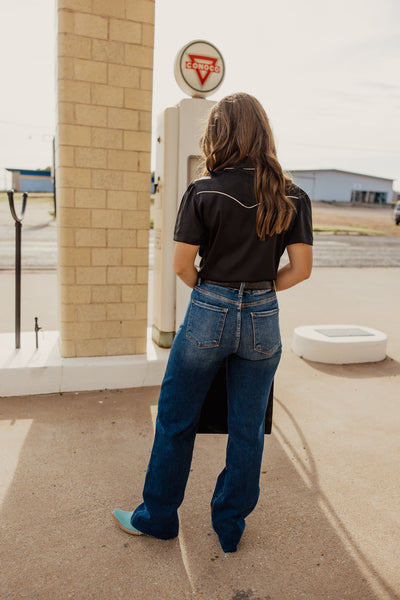 Risen High Rise Straight Tummy Control Frayed Hem Jean