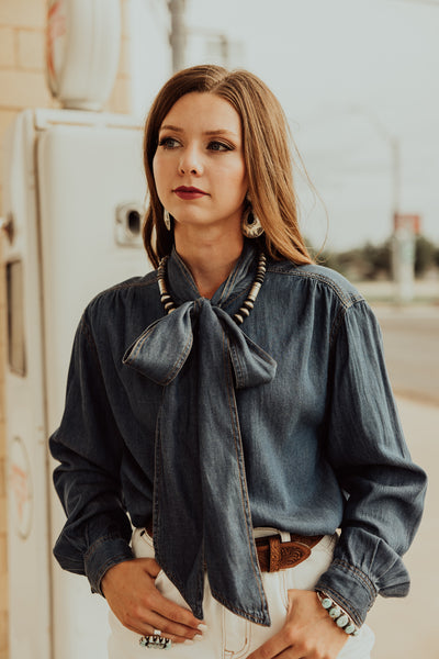 Tie-One-On Chambray Denim Top