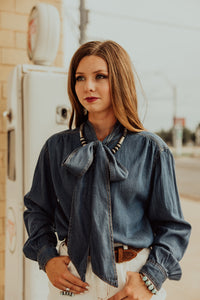 Tie-One-On Chambray Denim Top