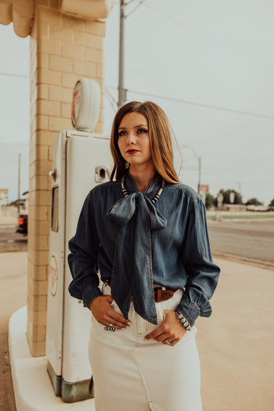 Tie-One-On Chambray Denim Top