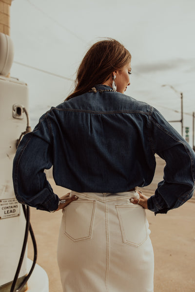 Tie-One-On Chambray Denim Top