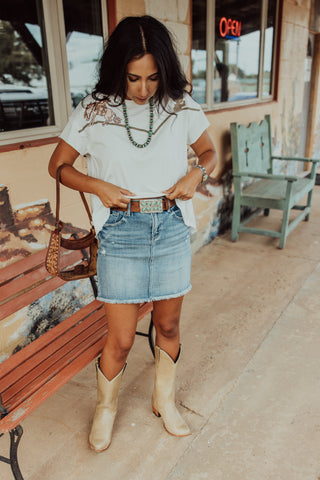 The Pencil Denim Mini Skirt