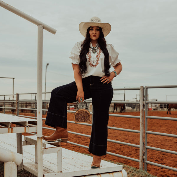 Risen High Rise Tummy Control Wide Leg Crop Jean