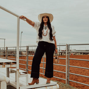 Risen High Rise Tummy Control Wide Leg Crop Jean