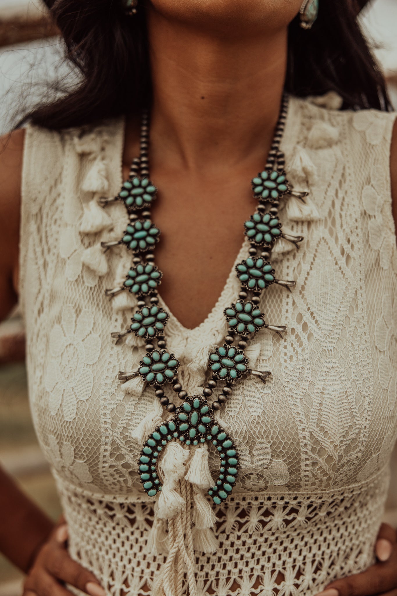 Cluster Squash Blossom Turquoise Necklace – Cummings Carousel