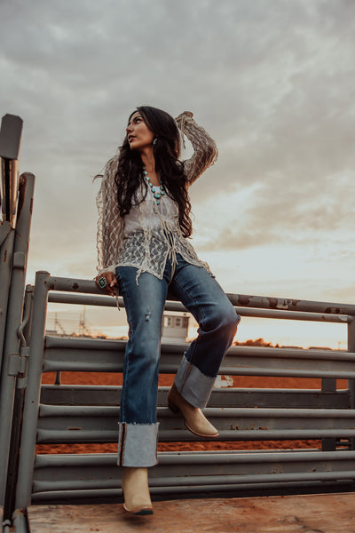 Risen High Rise Ankle Wide Leg Wide Cuff Jean