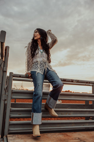 Risen High Rise Ankle Wide Leg Wide Cuff Jean