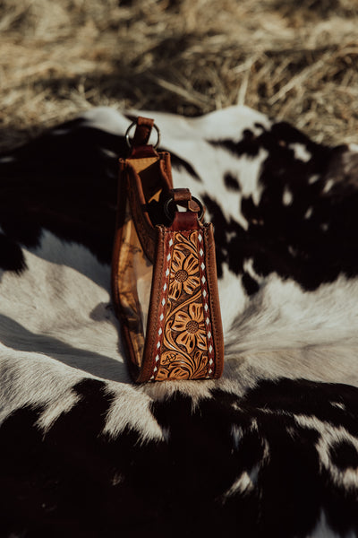 Western Leather Clear Bag with Hand Tooled Acents