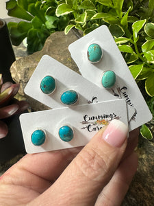 Mini Oval Turquoise Post Earrings