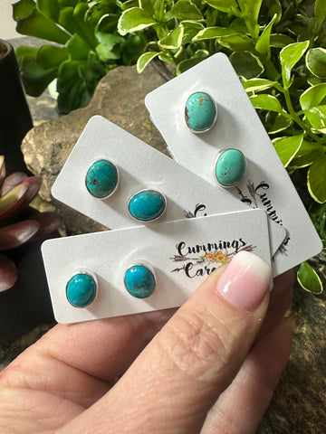 Mini Oval Turquoise Post Earrings