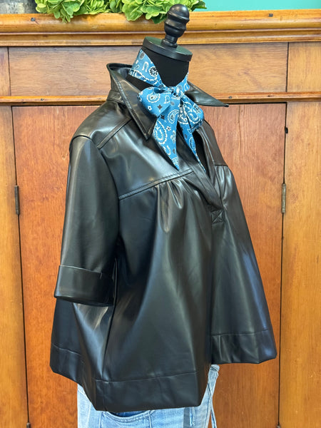 Glam Faux Leather Swing Top Cropped