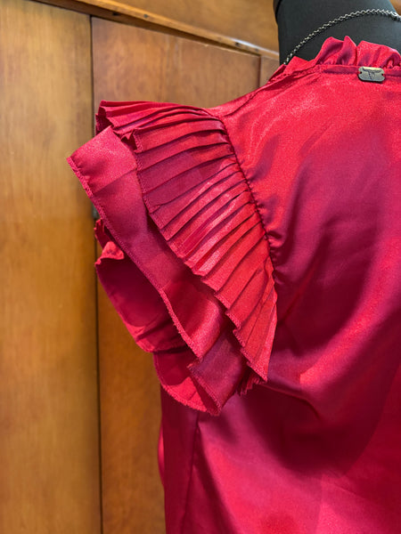 Pleated Ruffle Sleeveless Top