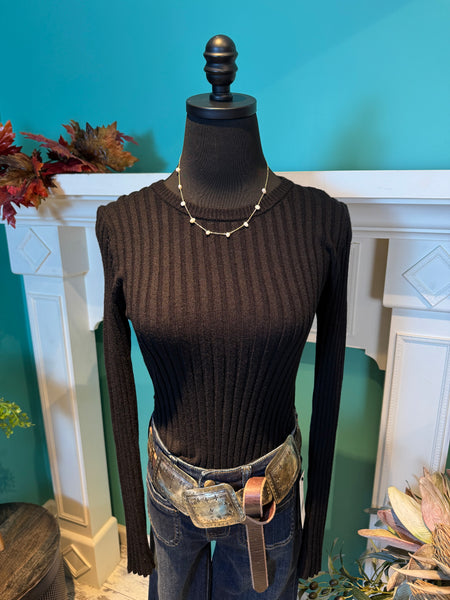 Active Basic Crewneck Ribbed Sweater