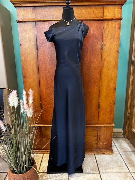 One Shoulder Satin Maxi Dress
