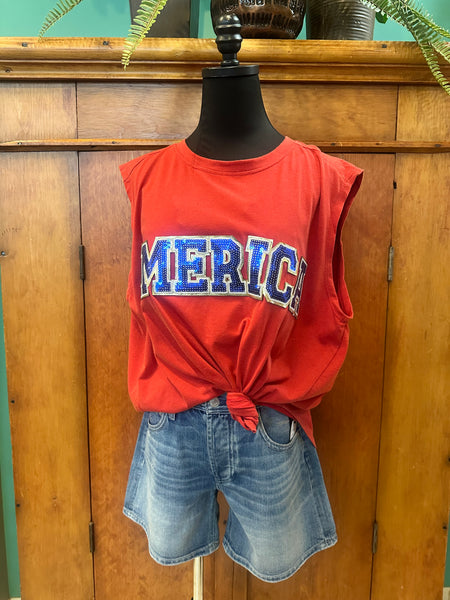 America Sequin Sleeveless Top