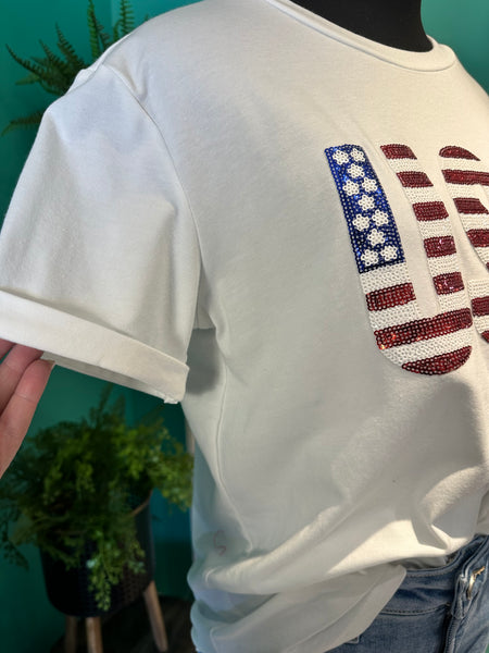 USA Flag Sequin Tee