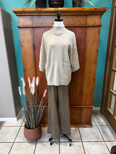 Mock Neck Lightweight Sleeve Sweater