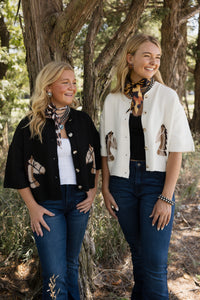 Entro- Horse Cardi Short Sleeve Button Top