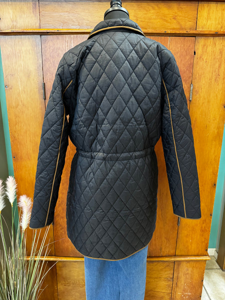Raglan Quilted Coat W/ Cinched Waist