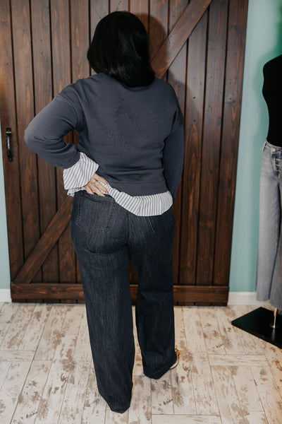 FDJ Suzanne Wide Leg Trouser Dk Blue